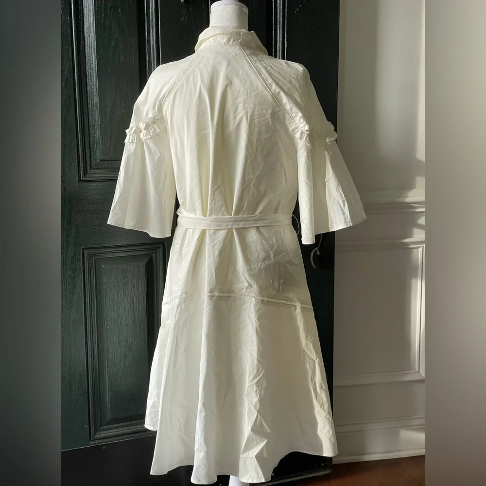 TAHARI ASL Ivory Tie Shirt Dress Size 6 - Picture 5 of 7